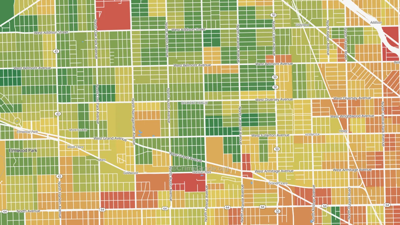 Belmont Cragin, Chicago, IL Map of Burglary Rates