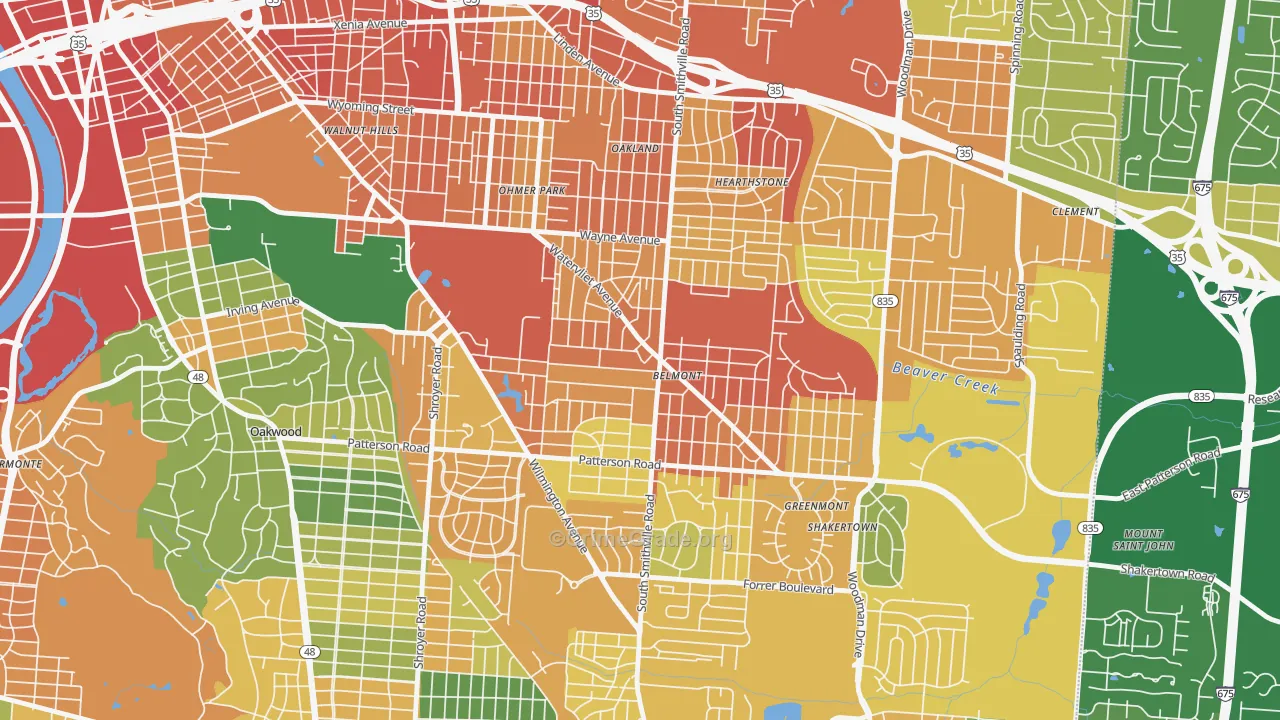 Belmont, Dayton, OH Map of Burglary Rates