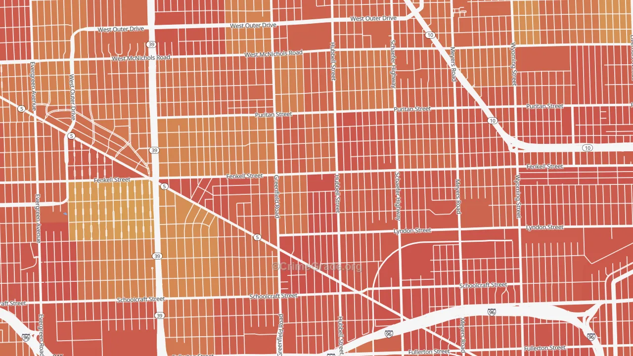 Belmont, Detroit, MI Map of Burglary Rates