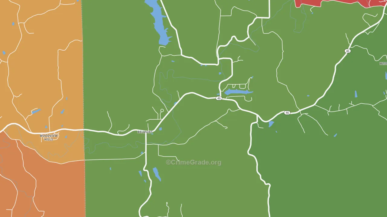 Belmont, IN Map of Burglary Rates