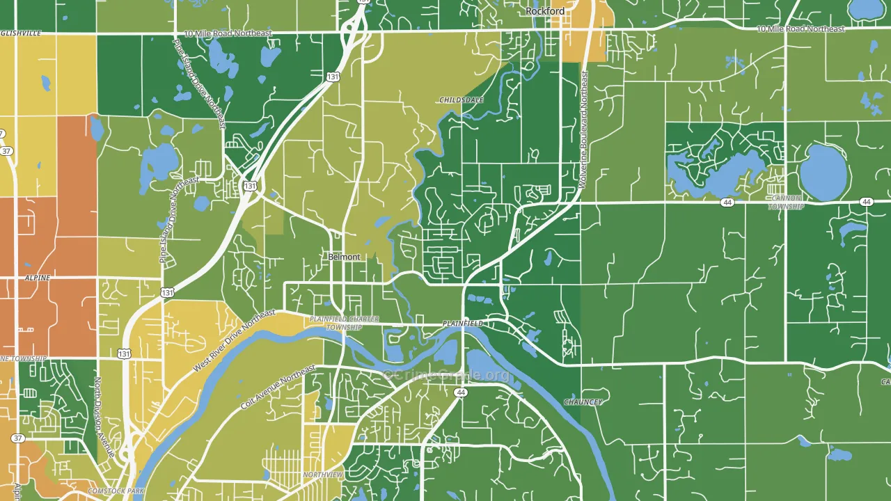 Belmont, MI Map of Burglary Rates