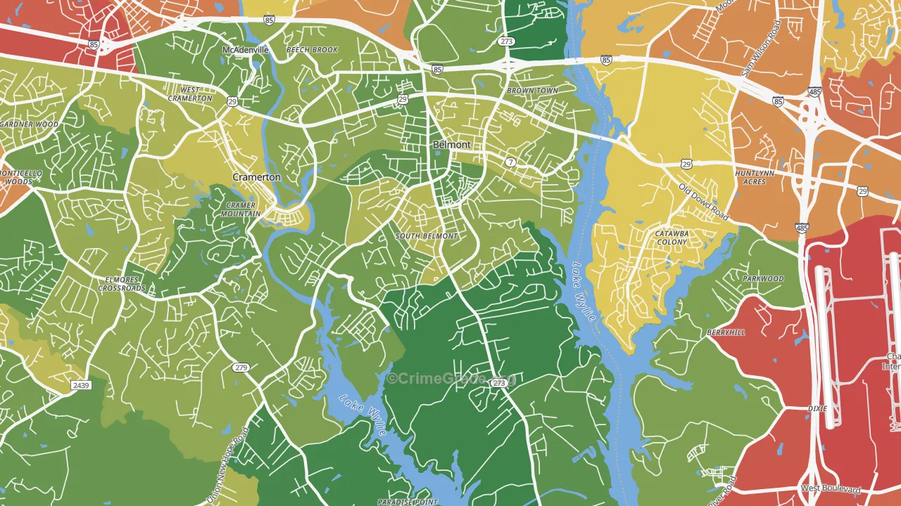Belmont, NC Map of Burglary Rates