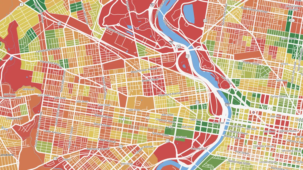 Belmont, Philadelphia, PA Map of Burglary Rates