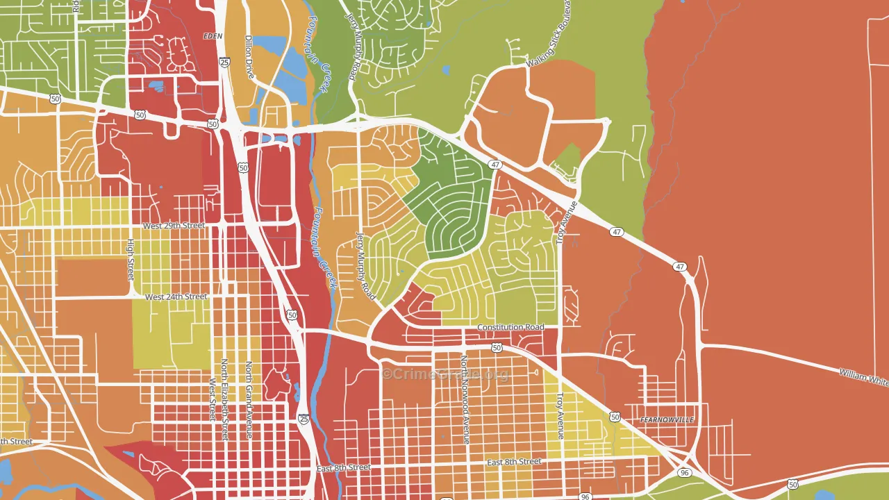 Belmont, Pueblo, CO Map of Burglary Rates
