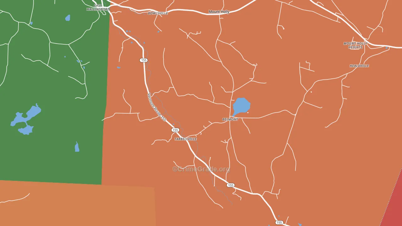 Belmont, VT Map of Burglary Rates