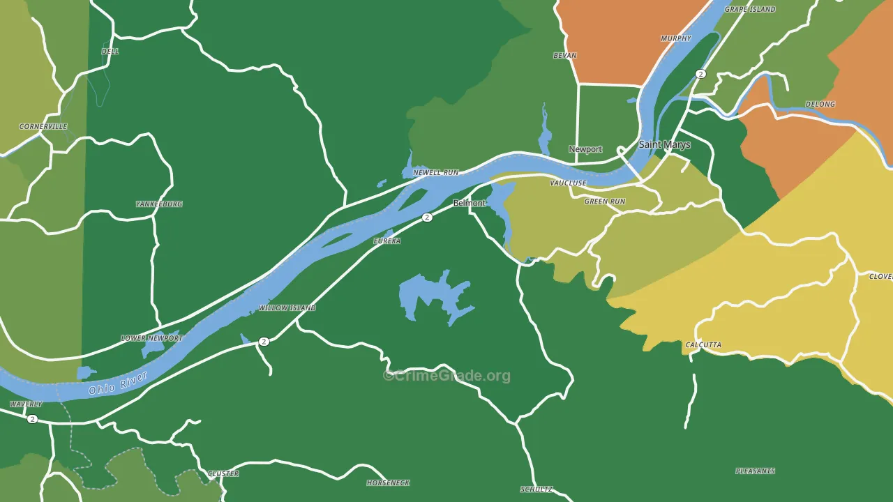 Belmont, WV Map of Burglary Rates