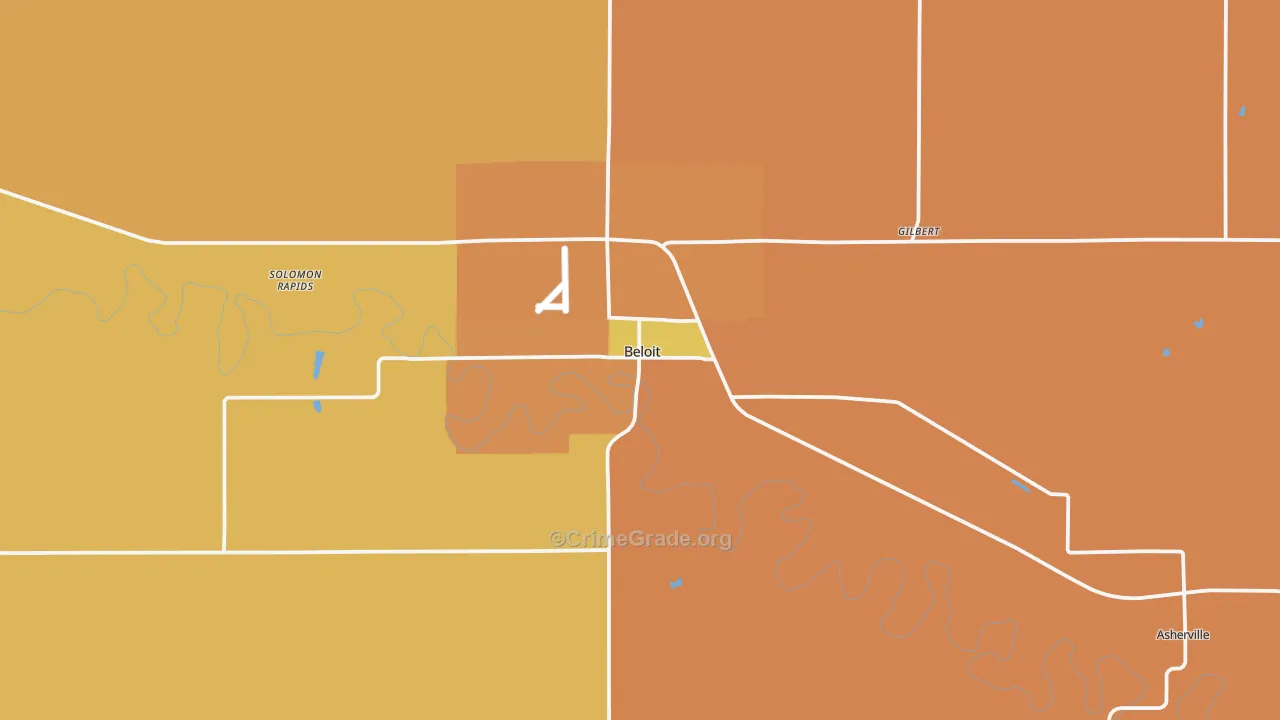 Beloit, KS Map of Burglary Rates