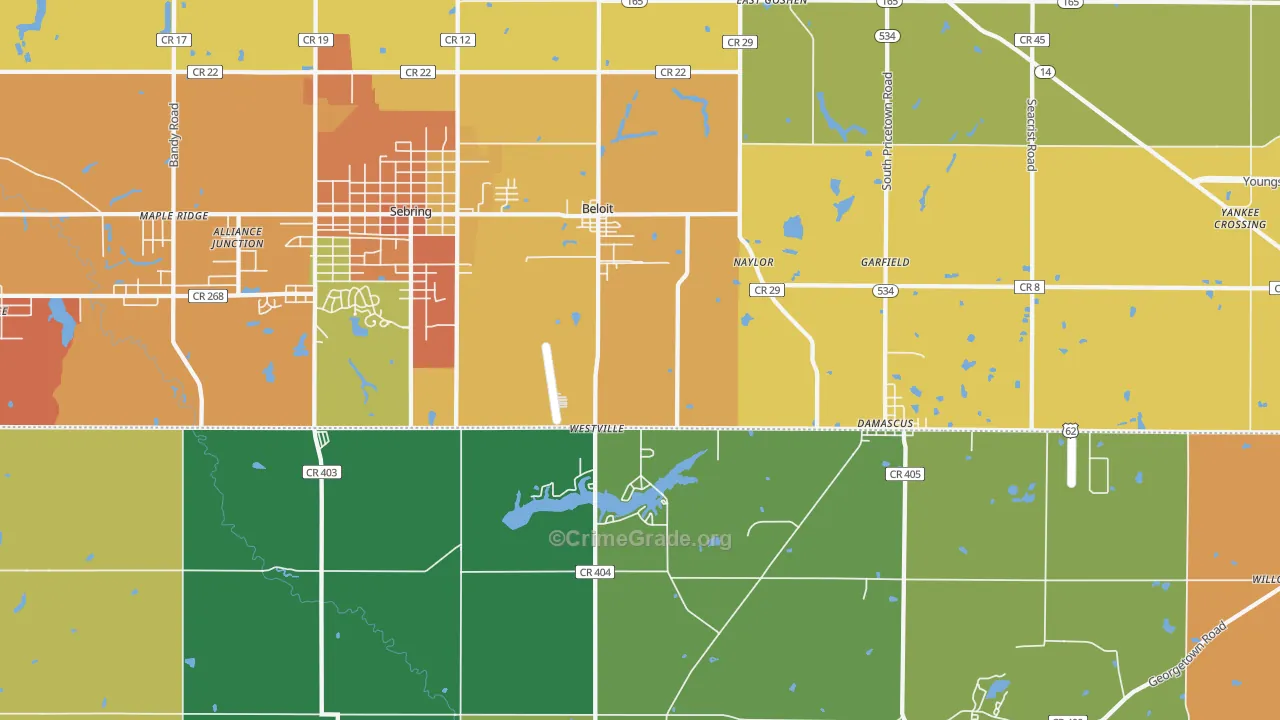 Beloit, OH Map of Burglary Rates