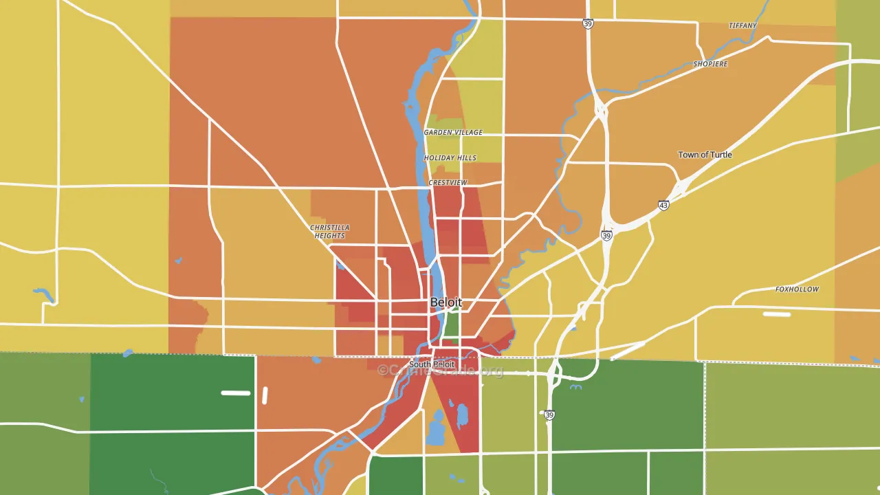 Beloit, WI Map of Burglary Rates
