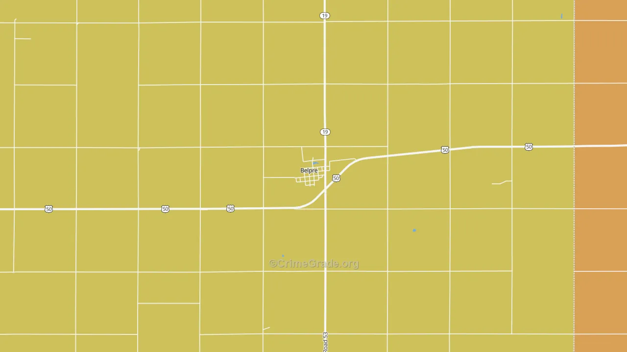 Belpre, KS Map of Burglary Rates