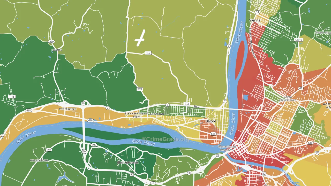 Belpre, OH Map of Burglary Rates