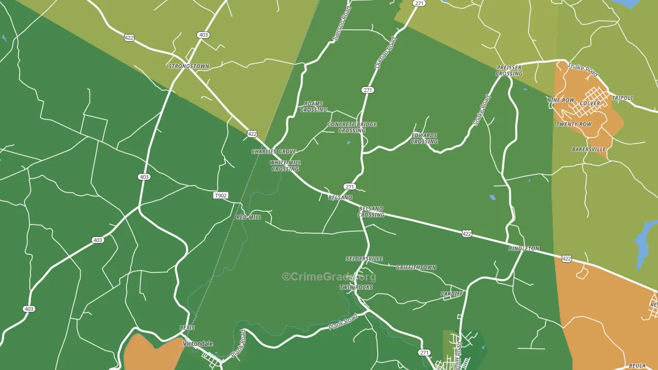 Belsano, PA Map of Burglary Rates