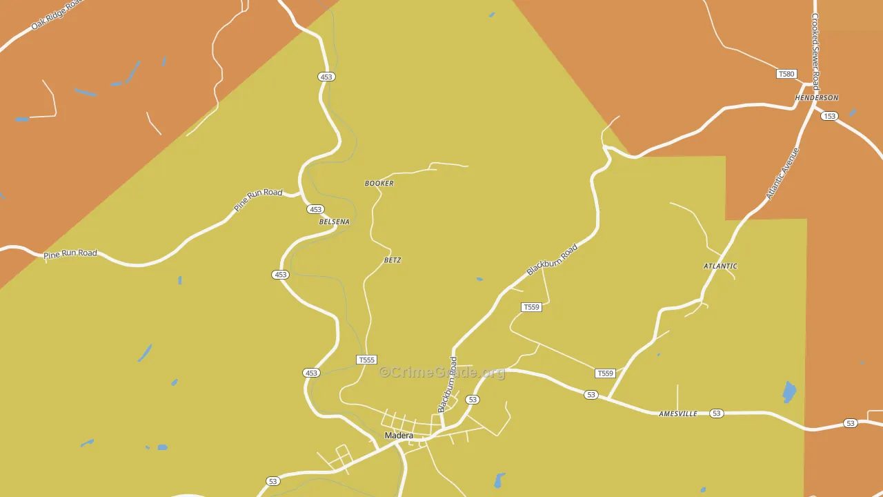 Belsena Mills, PA Map of Burglary Rates