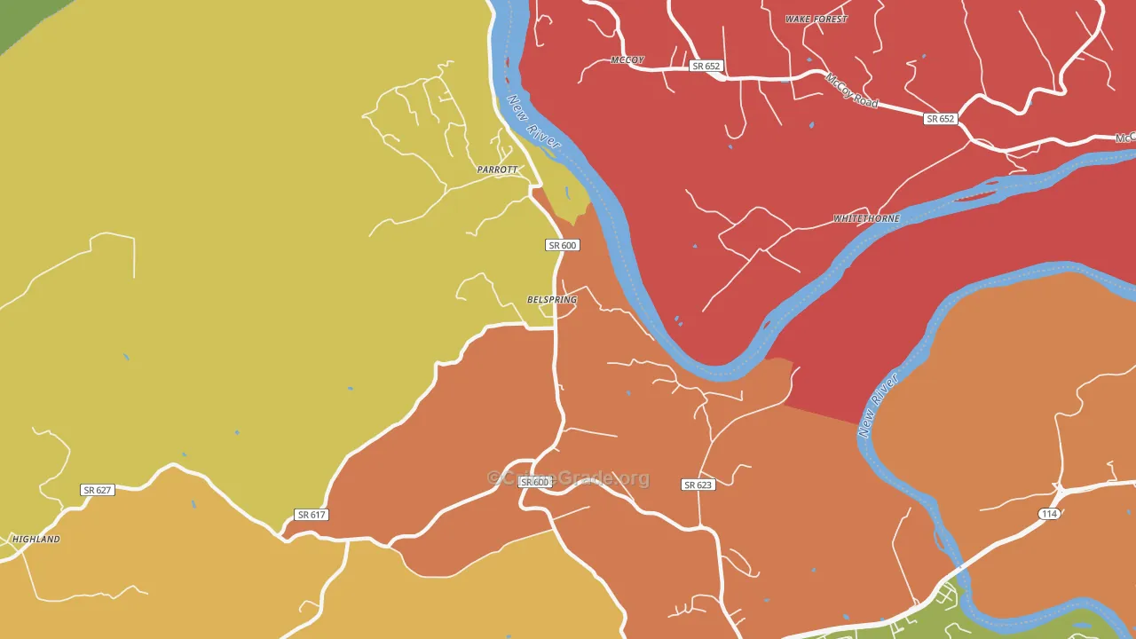 Belspring, VA Map of Burglary Rates
