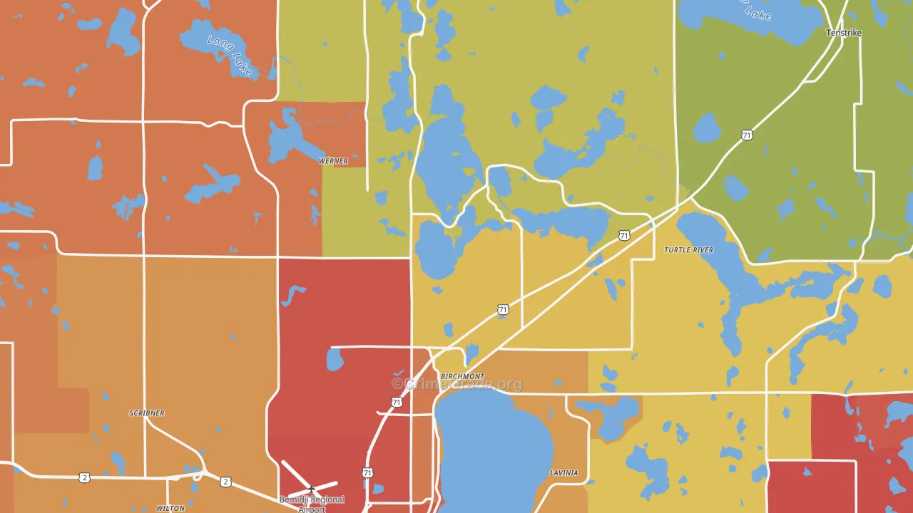 Beltrami County, MN Map of Burglary Rates