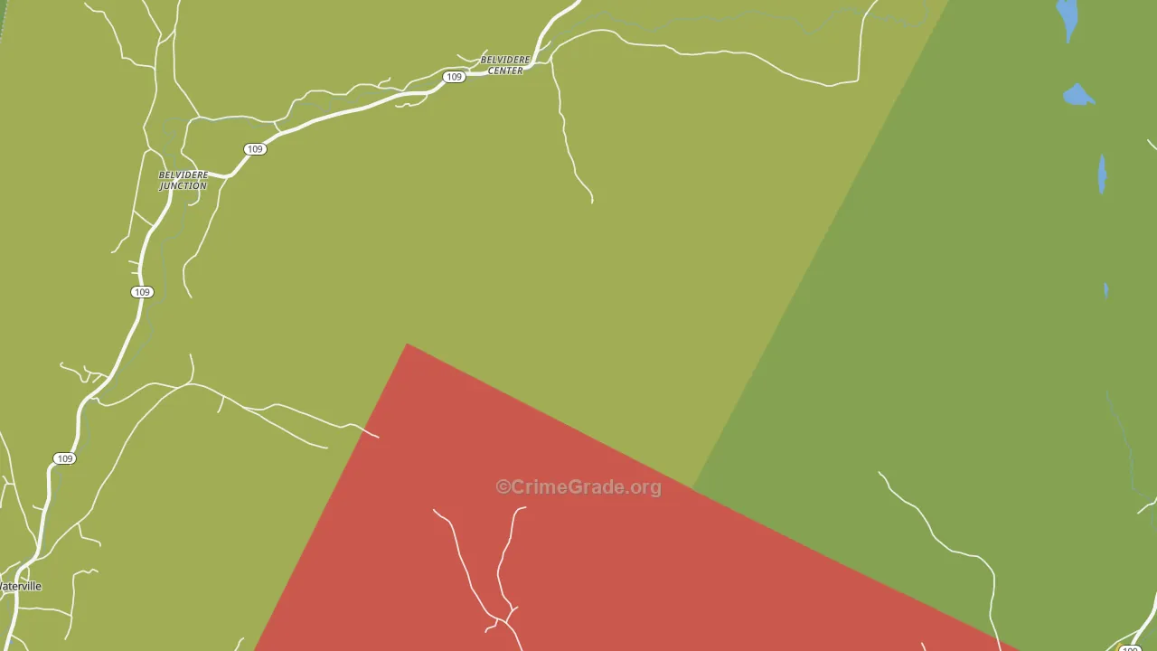 Belvidere Center, VT Map of Burglary Rates