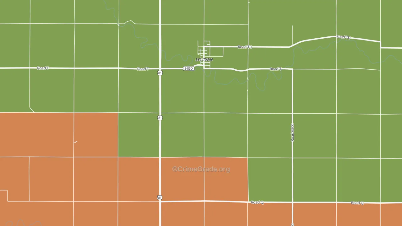Belvidere, NE Map of Burglary Rates