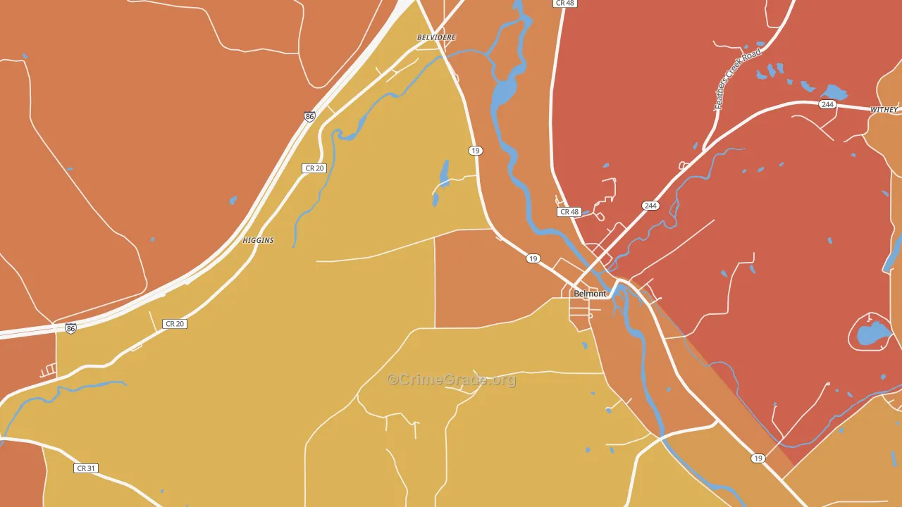 Belvidere, NY Map of Burglary Rates