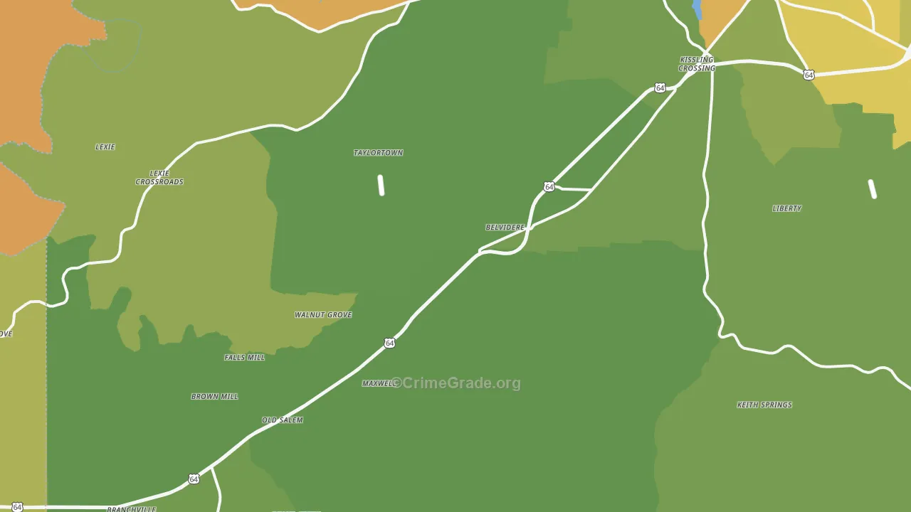Belvidere, TN Map of Burglary Rates