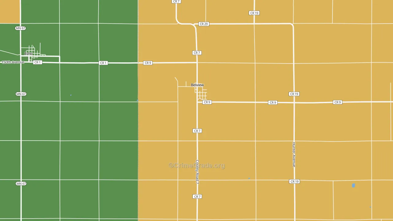 Belview, MN Map of Burglary Rates