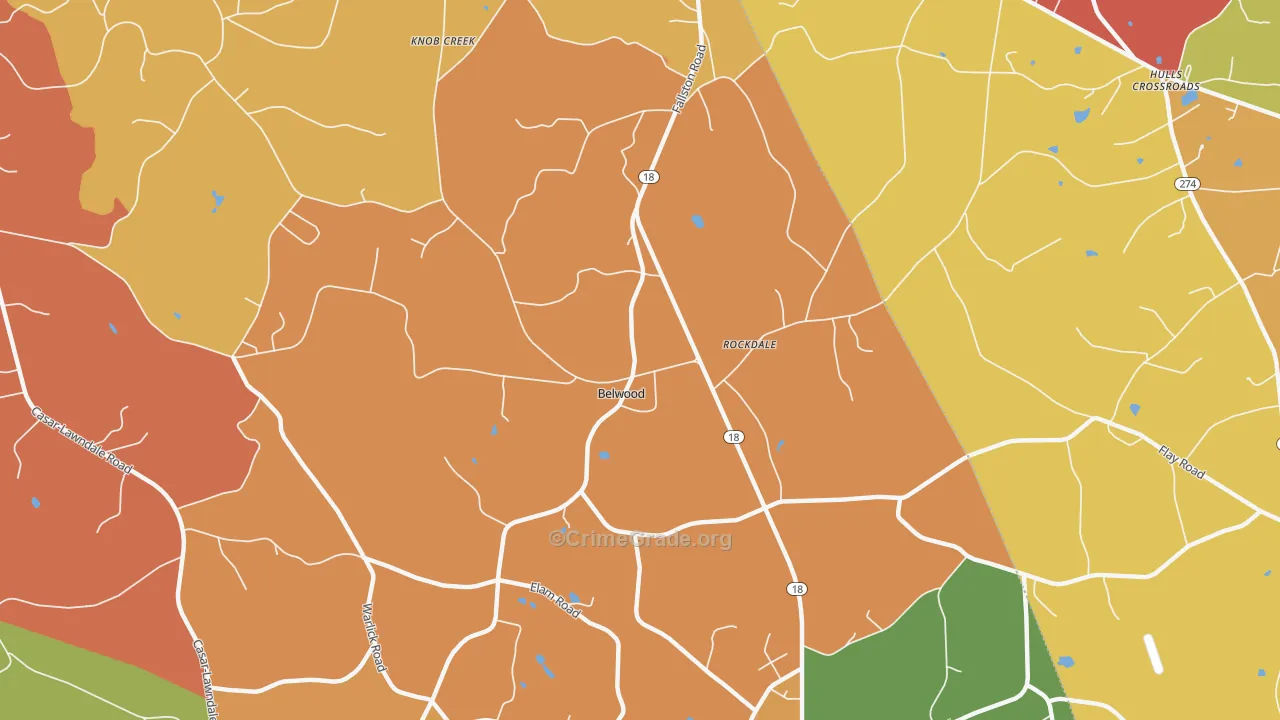 Belwood, NC Map of Burglary Rates