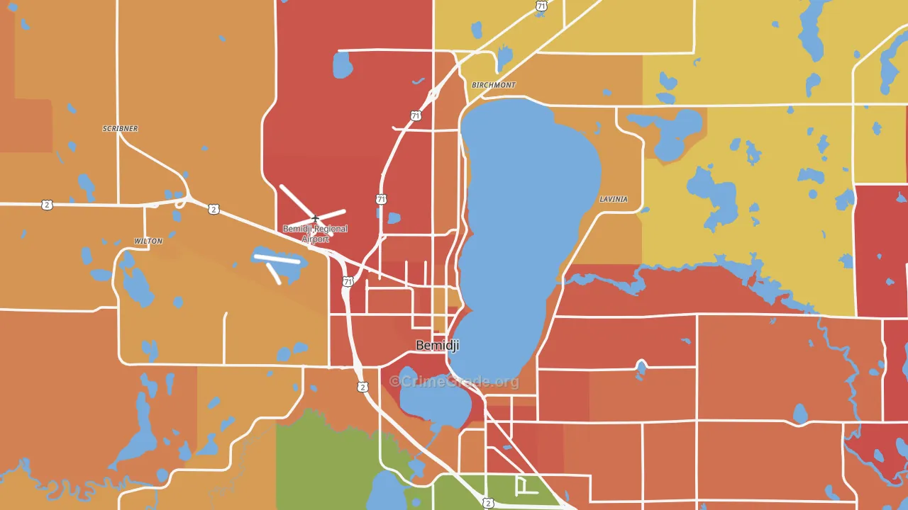 Bemidji, MN Map of Burglary Rates