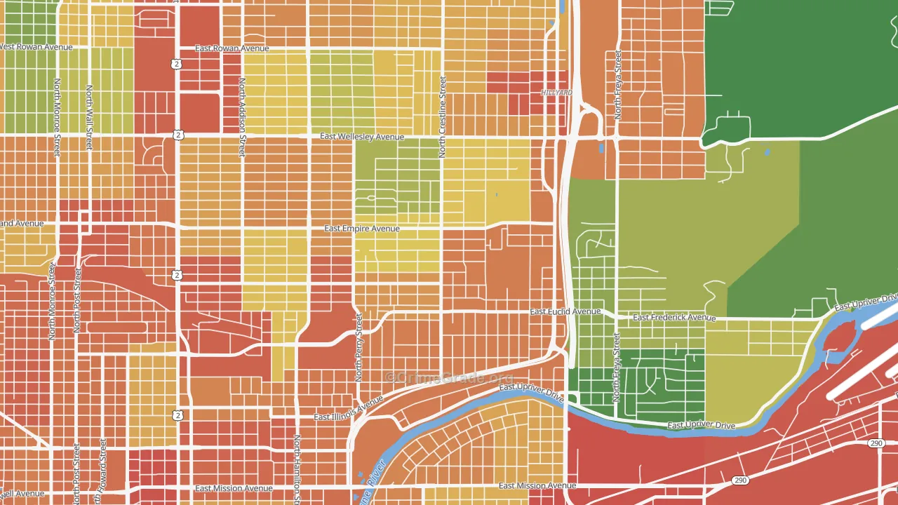 Bemiss, Spokane, WA Map of Burglary Rates