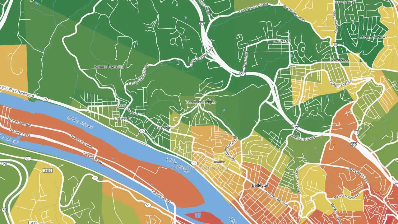 Ben Avon Heights, PA Map of Burglary Rates