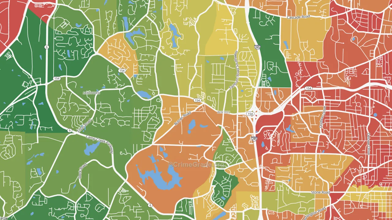 Ben Hill, Atlanta, GA Map of Burglary Rates