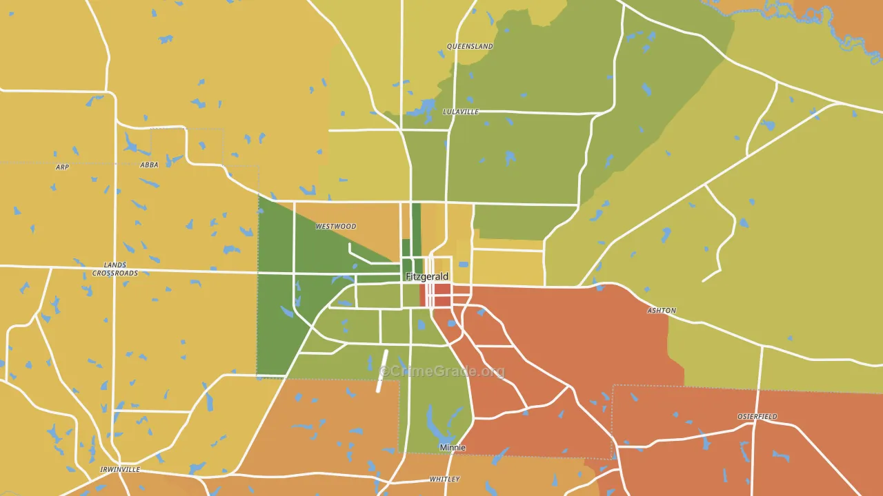 Ben Hill County, GA Map of Burglary Rates