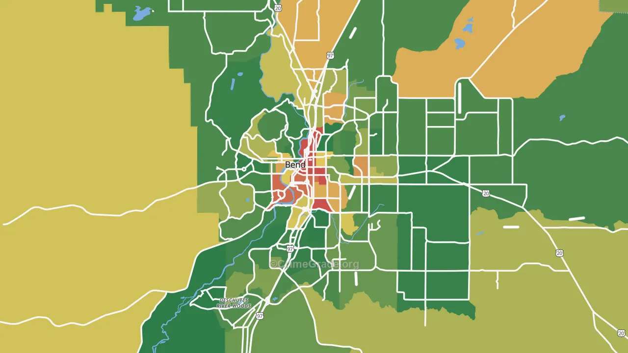 Bend, OR Map of Burglary Rates