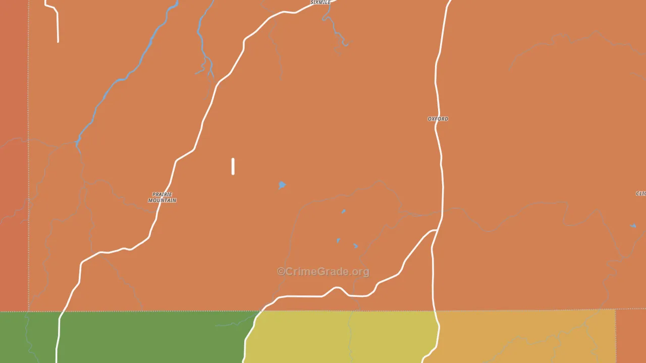 Bend, TX Map of Burglary Rates