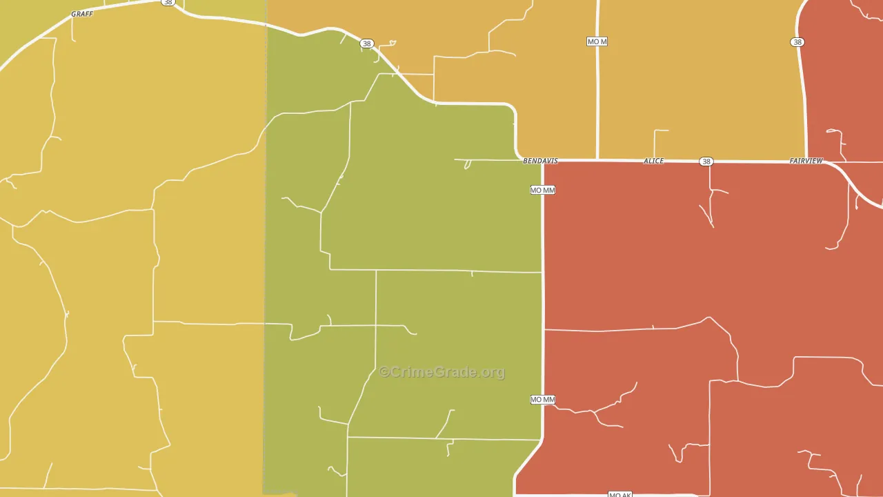 Bendavis, MO Map of Burglary Rates