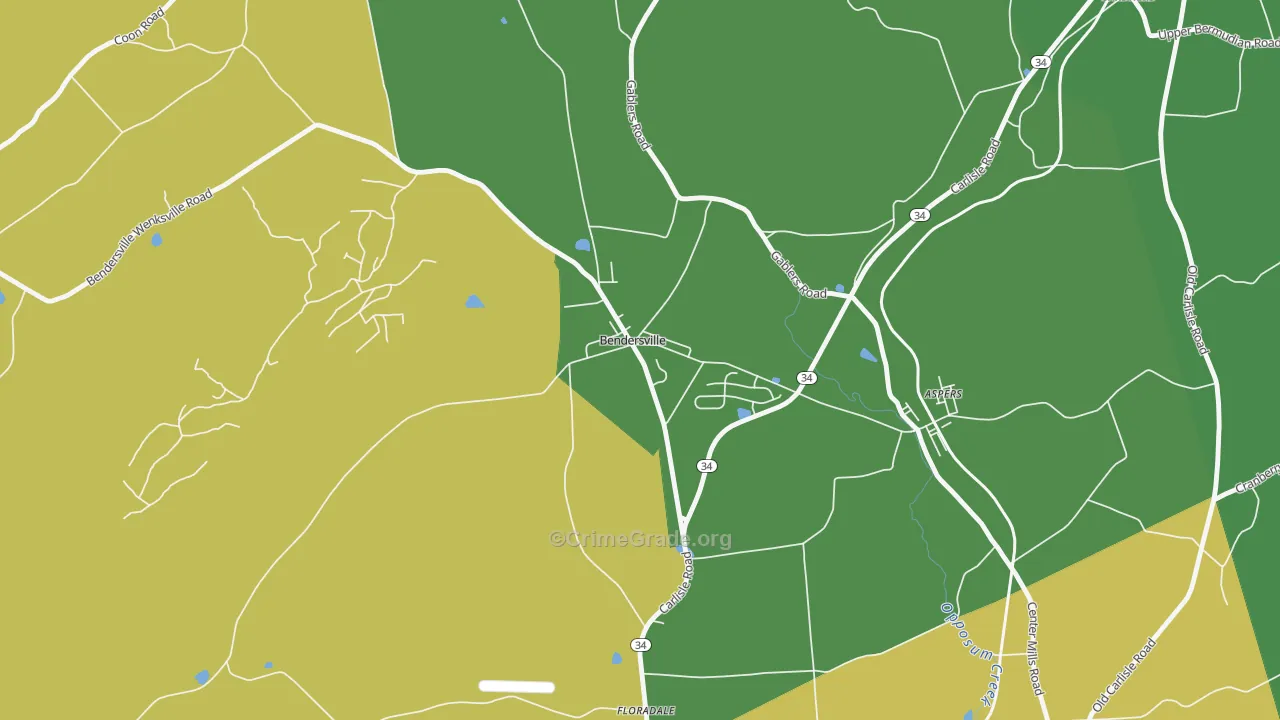 Bendersville, PA Map of Burglary Rates