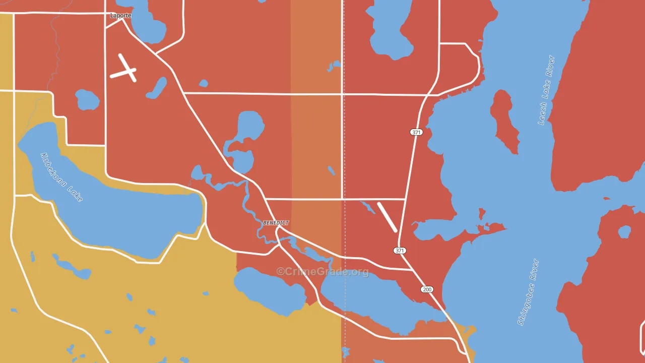 Benedict, MN Map of Burglary Rates