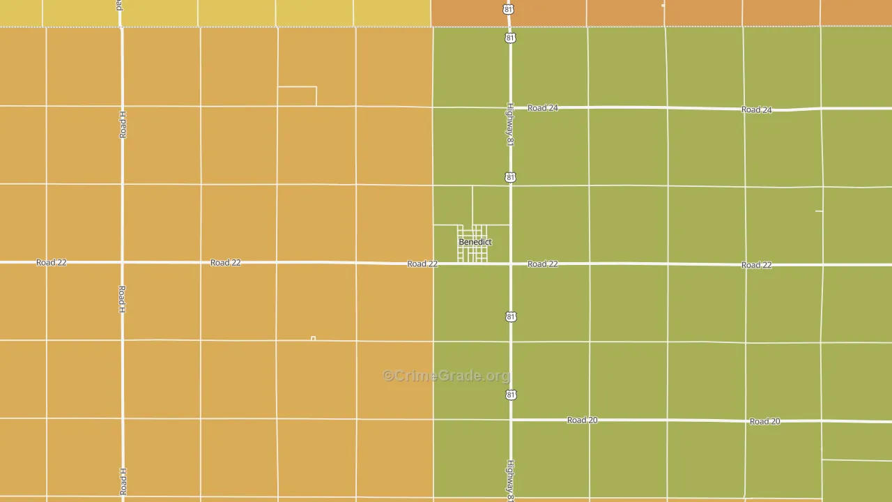 Benedict, NE Map of Burglary Rates