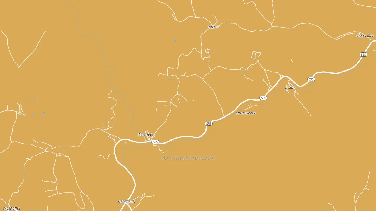 Benezett, PA Map of Burglary Rates
