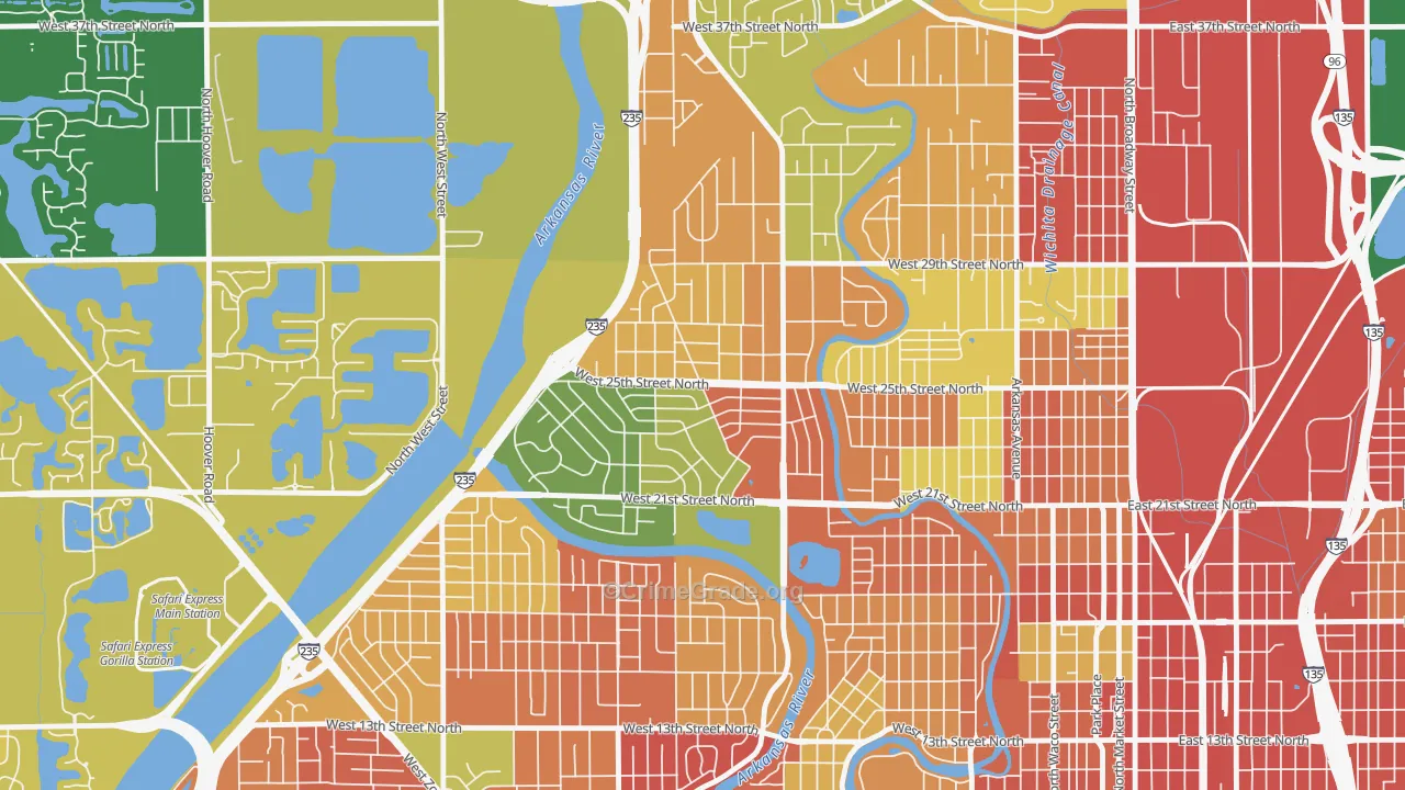 Benjamin Hills, Wichita, KS Map of Burglary Rates
