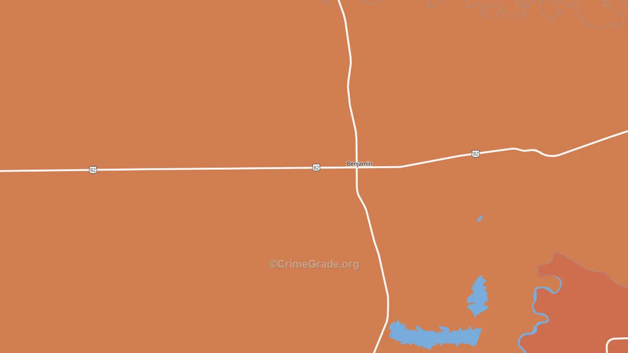 Benjamin, TX Map of Burglary Rates