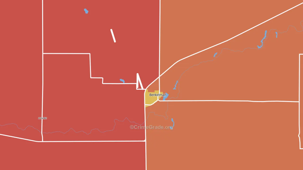 Benkelman, NE Map of Burglary Rates