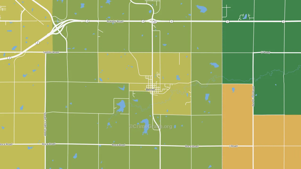 Bennet, NE Map of Burglary Rates