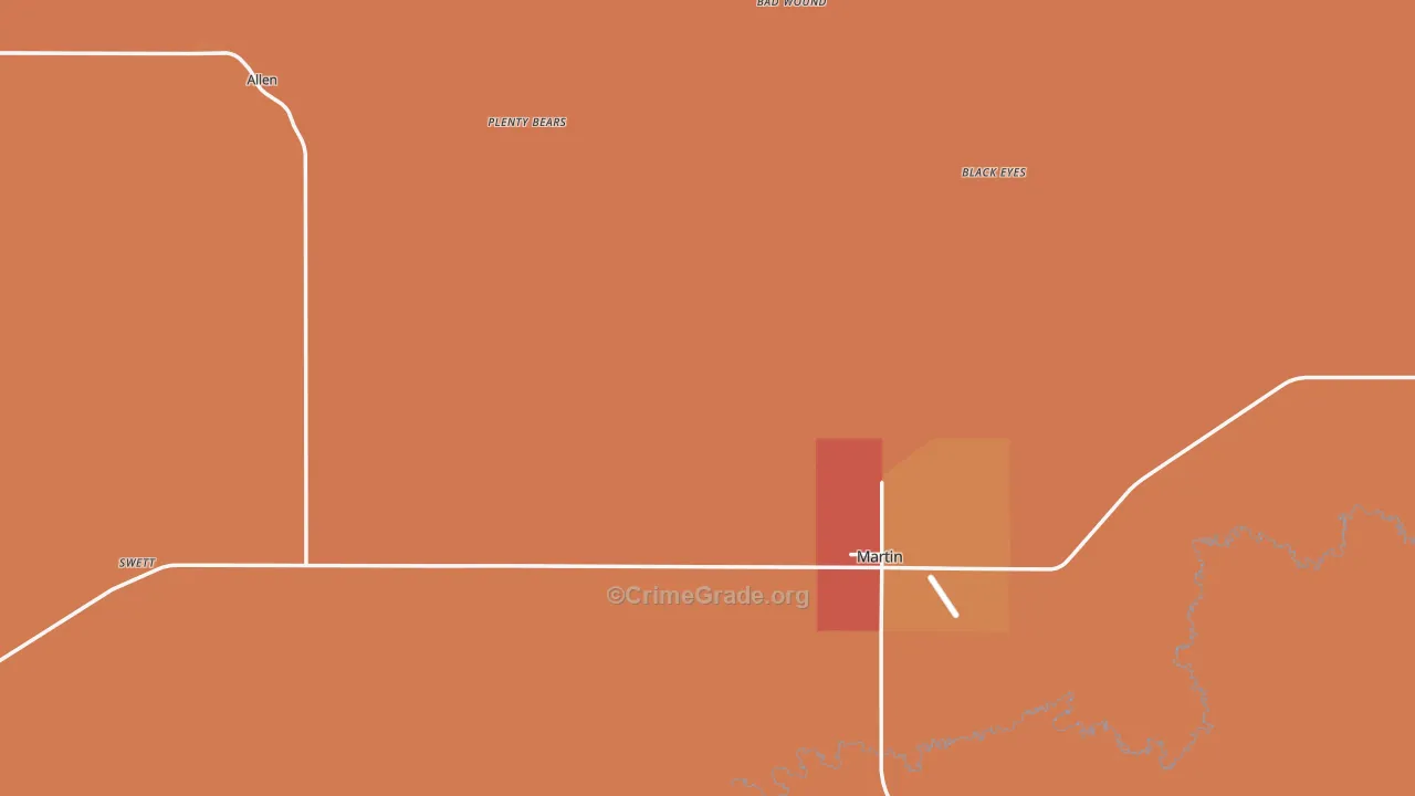 Bennett County, SD Map of Burglary Rates