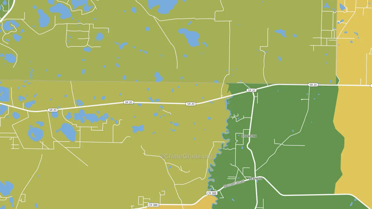 Bennett, FL Map of Burglary Rates