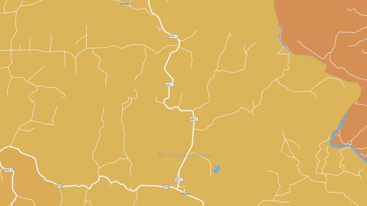 Bennett, MO Map of Burglary Rates