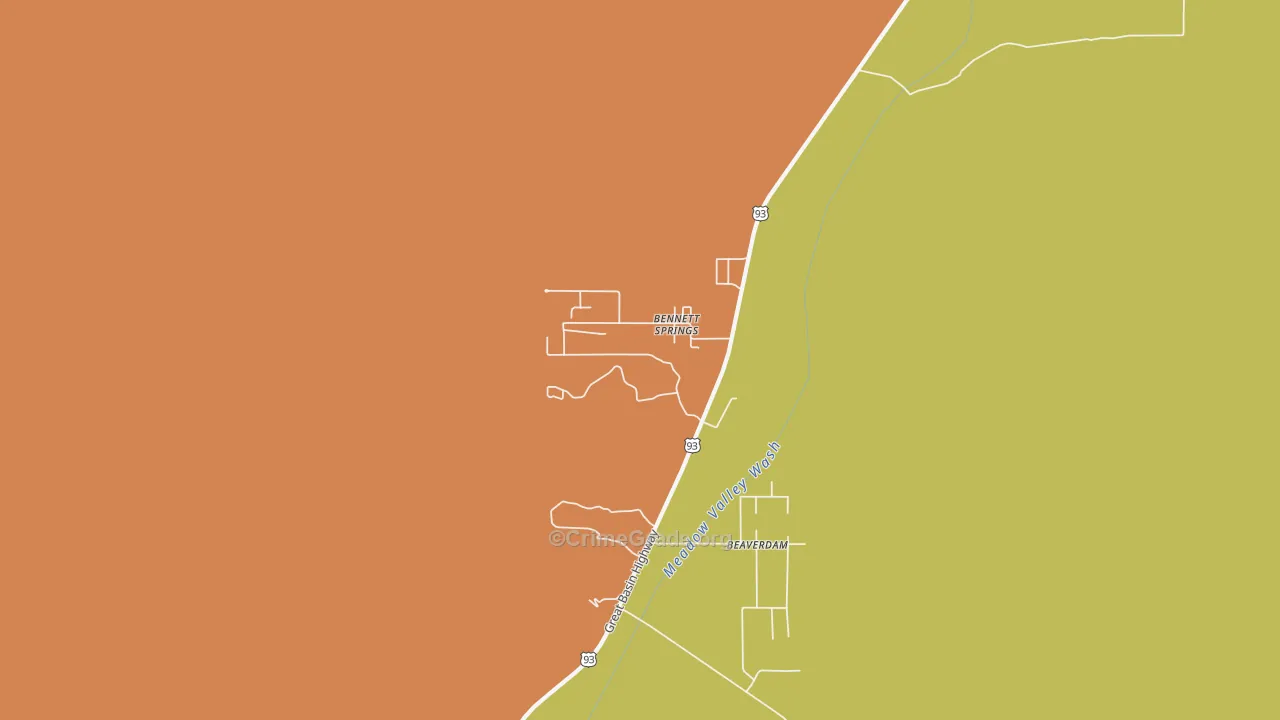 Bennett Springs, NV Map of Burglary Rates