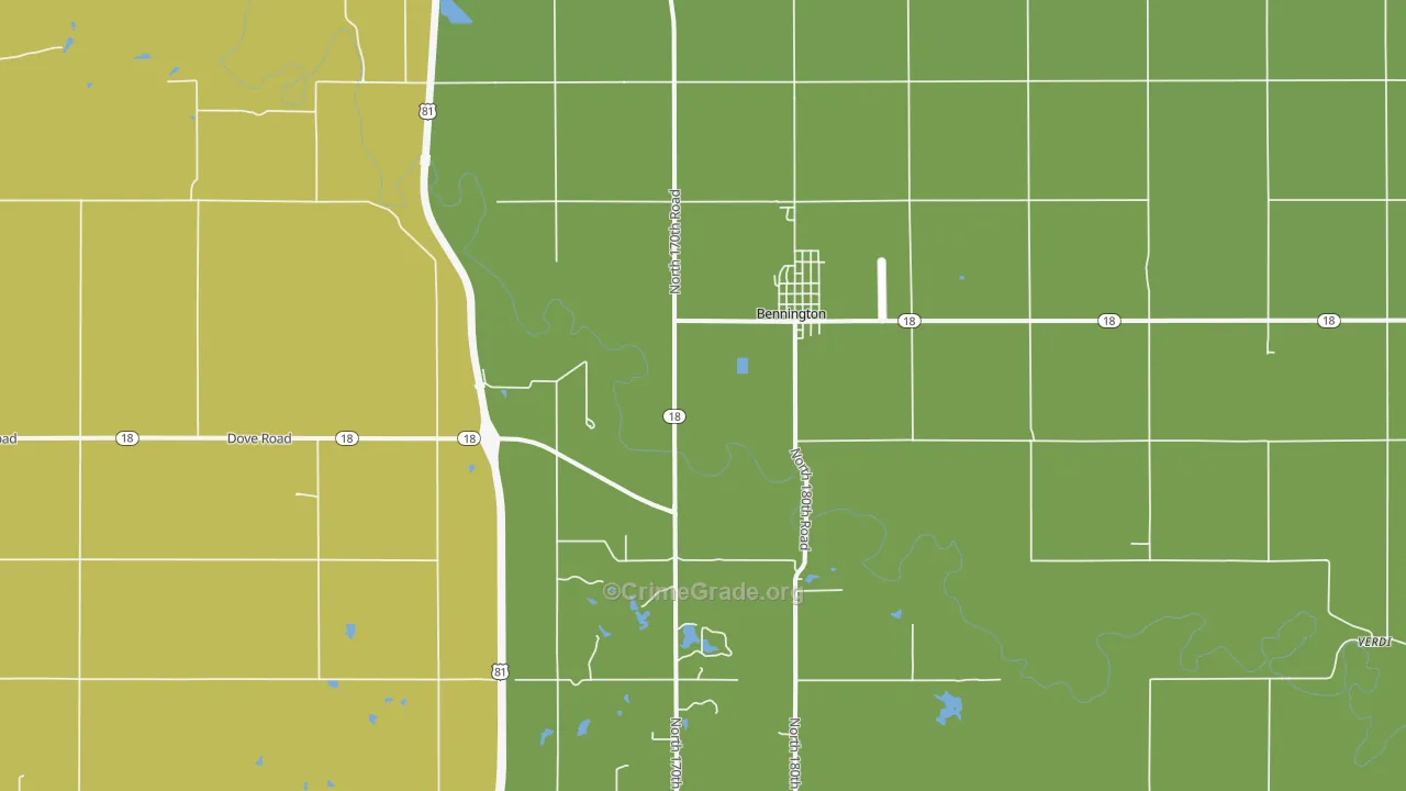 Bennington, KS Map of Burglary Rates