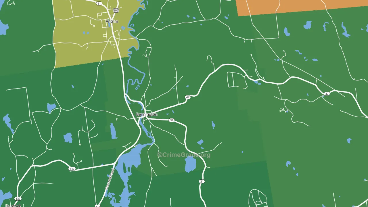 Bennington, NH Map of Burglary Rates