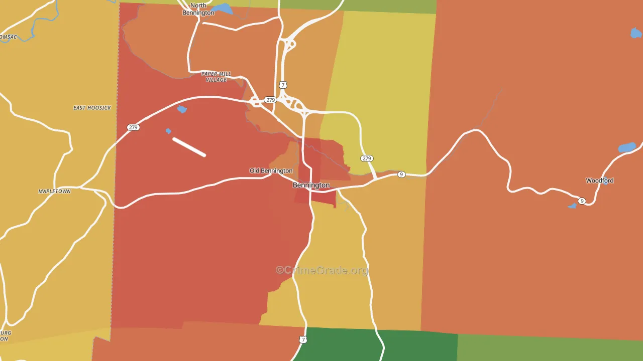 Bennington, VT Map of Burglary Rates