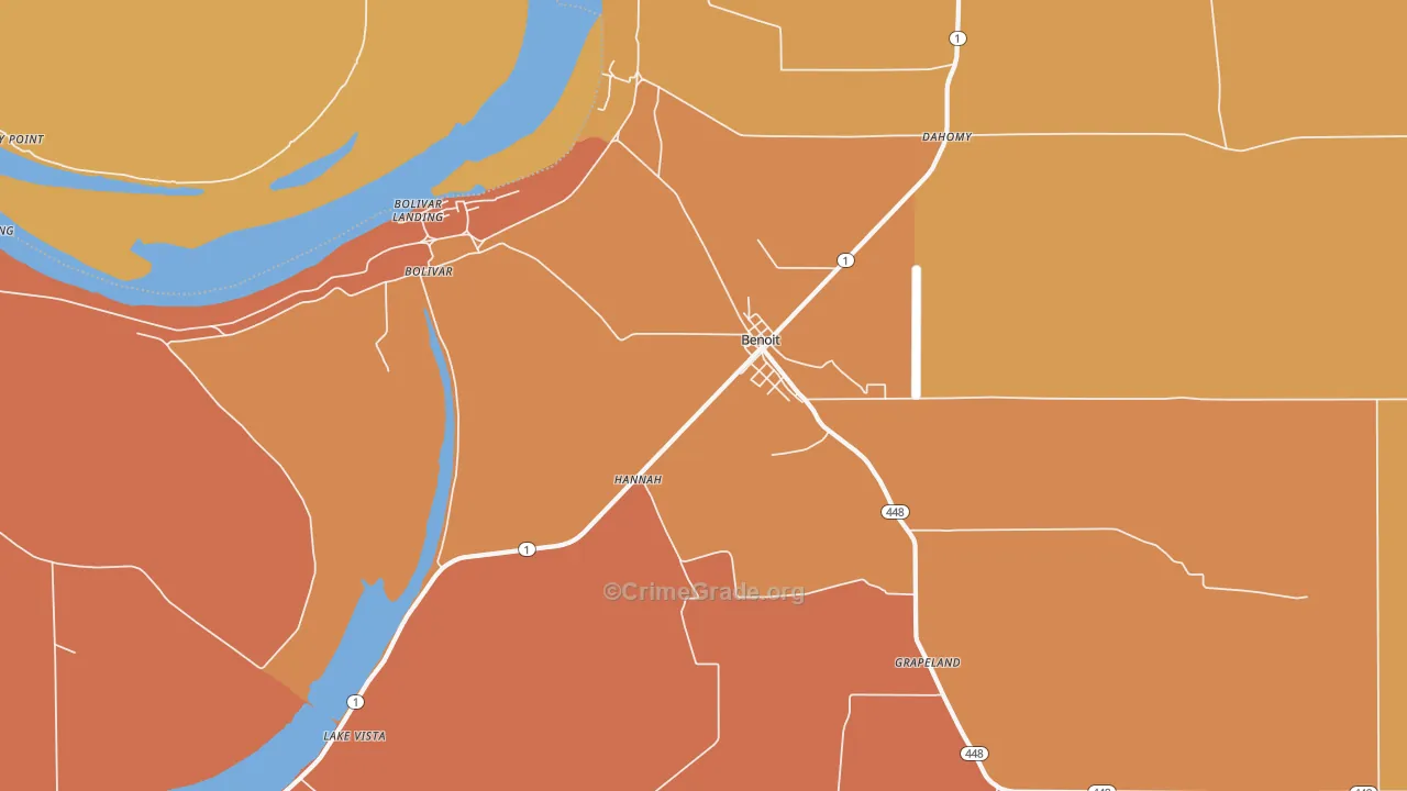 Benoit, MS Map of Burglary Rates