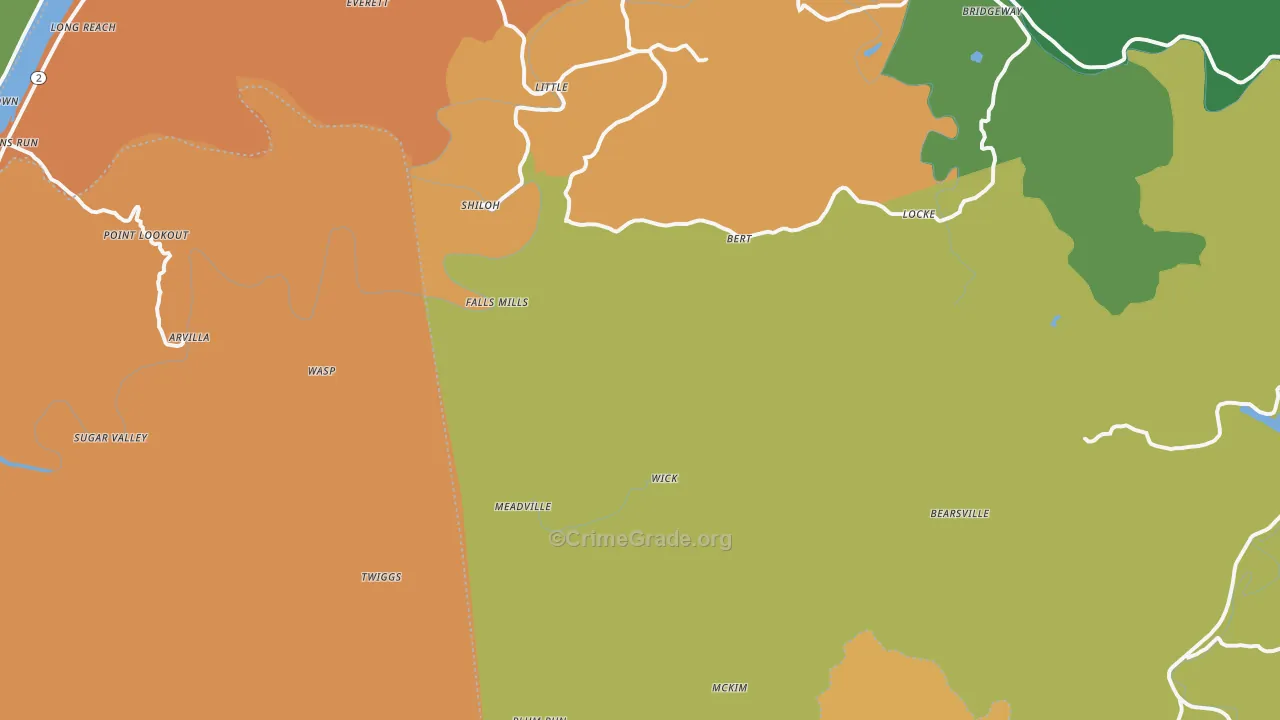 Bens Run, WV Map of Burglary Rates